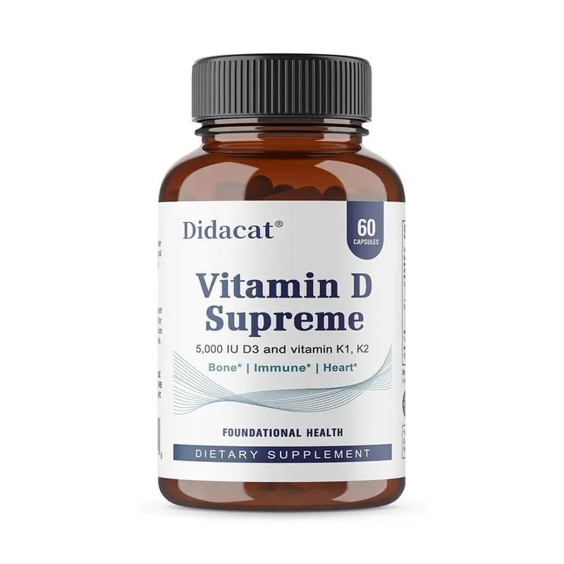 Vitamin D Supreme 5000 IU - Suportahan ang Immune System + Bone Health - Gluten Free Vitamin D3 Supplement na may Vitamin K