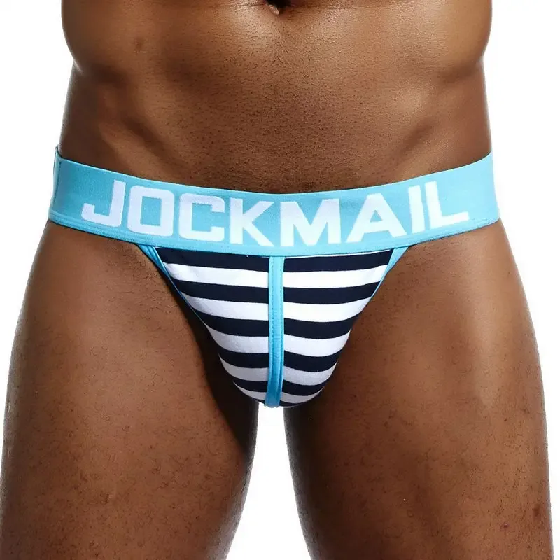 Jockmail Cotton Men's High-Cut Briefs, Striped Underwear for Men, Soft and Comfortable, Gay Cueca