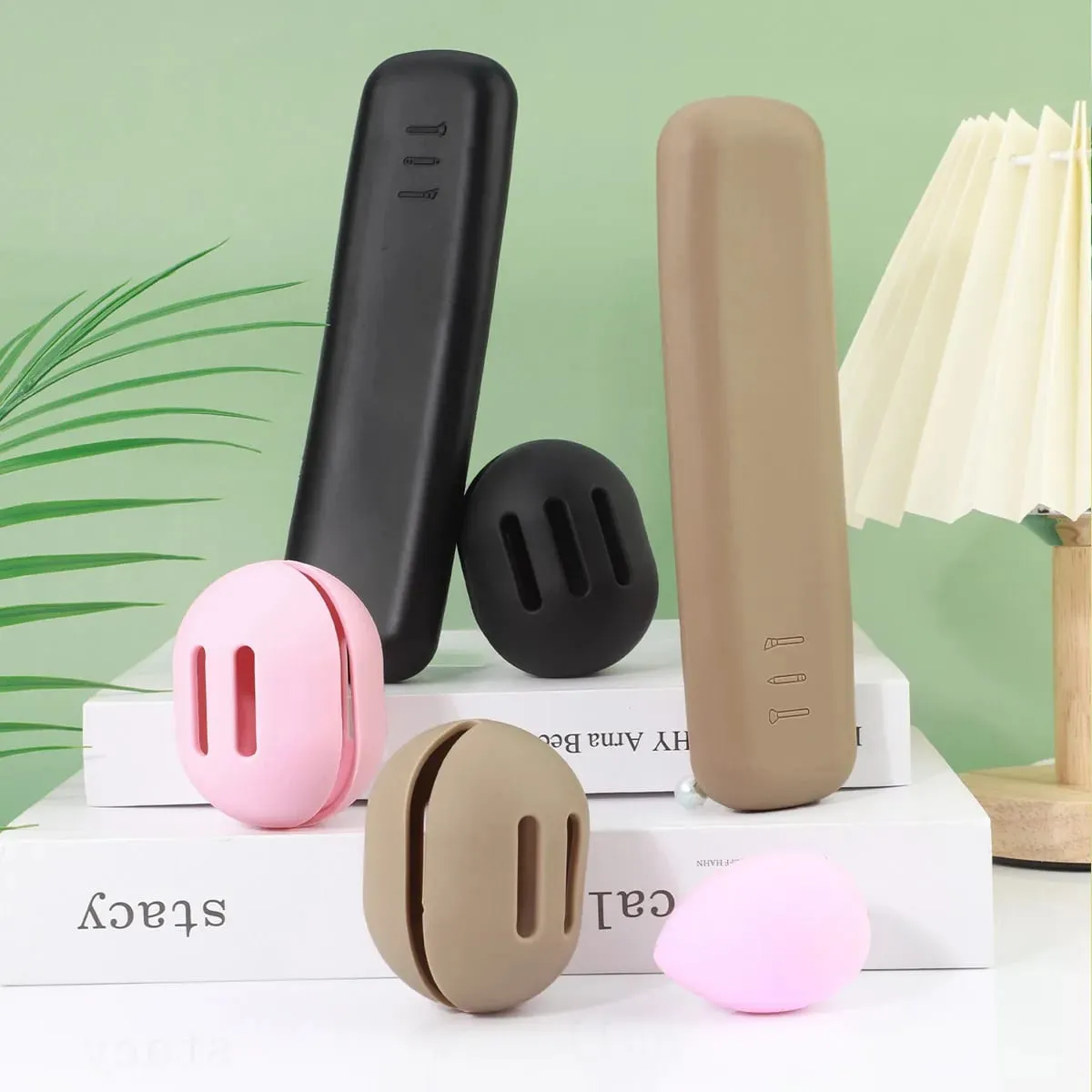 2PcsTravel Makeup Brush Holder Silicone Cosmetic Brushes Bag Makeup Sponge Case Portable Waterproof Makeup Tools for Women