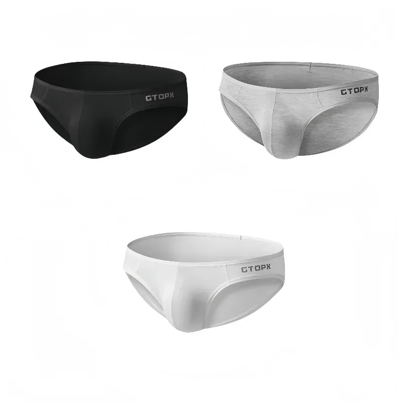 3Pack Mens Underpants Low Waist Briefs U Convex Bag Moisture-wicking Comfortable Sexy Mens Bikini 3256812265867383