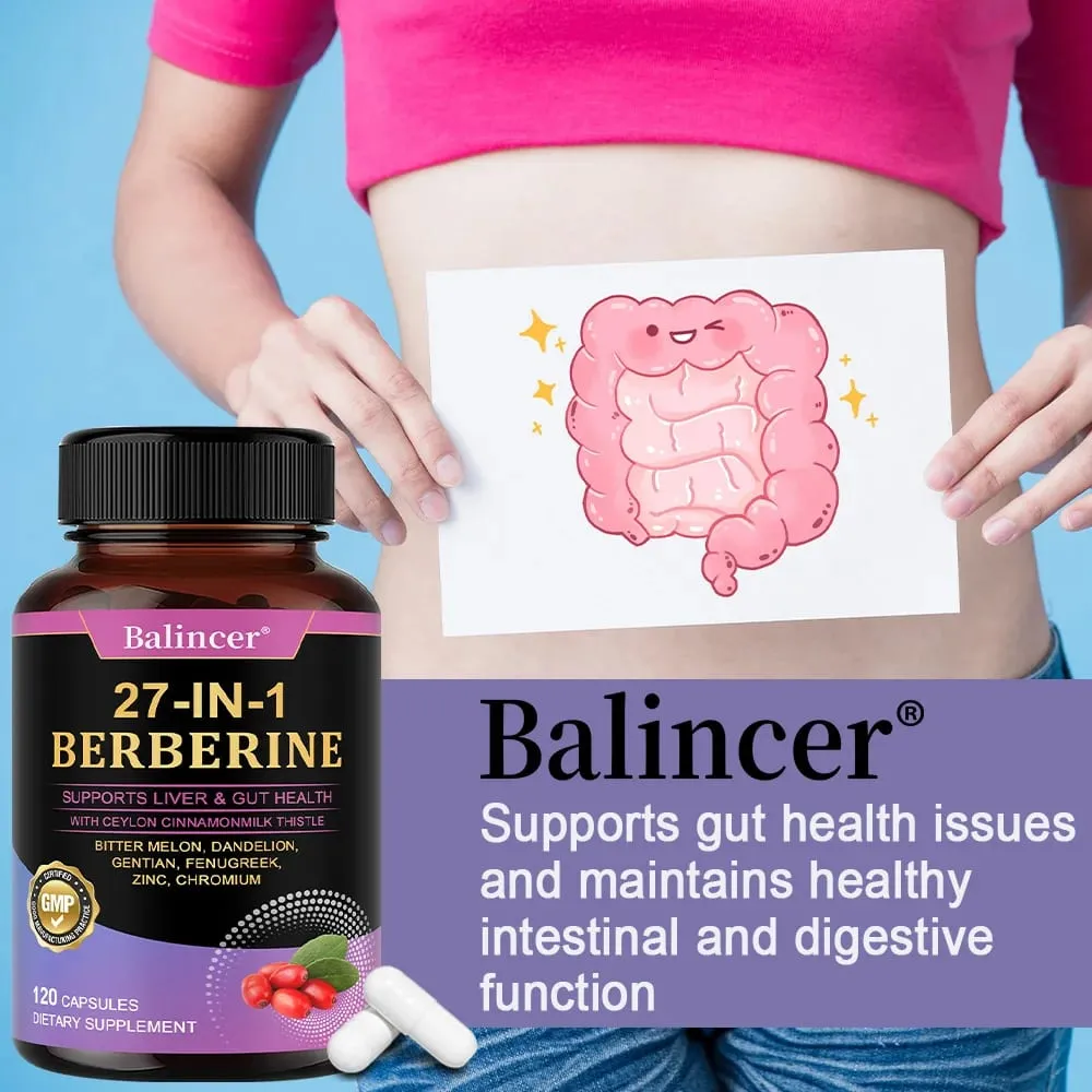 Berberine Capsules - with Ceylon Cinnamon - Blood Sugar Balance Cardiovascular Health Aid Digestion Promote Metabolism