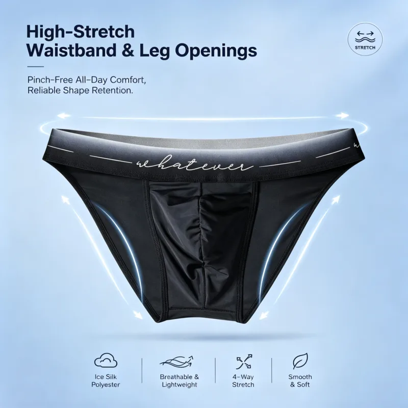 Men Ice Silk High Cut Briefs Printed Moisture Wicking Breathable Athletic Underwear for Bodybuilder Gym Daily Wear 1 / 3Pcs Set