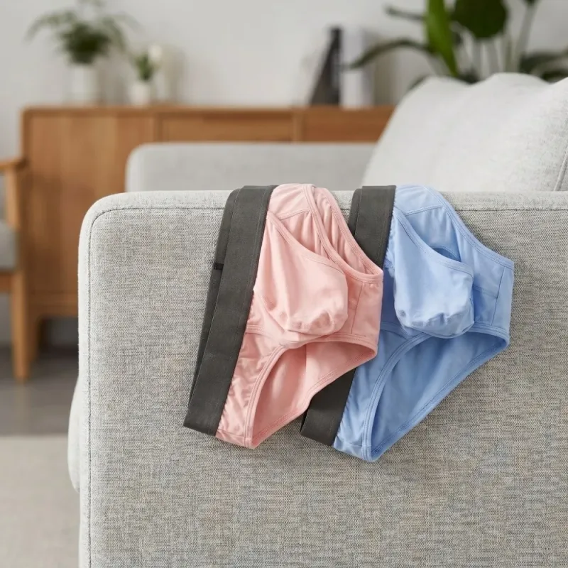 Bamboo Fiber Summer Thin Briefs Men Thin Underpants Splicing Men Front Opening Panties Lingerie Quick Dry Seamless Underwear