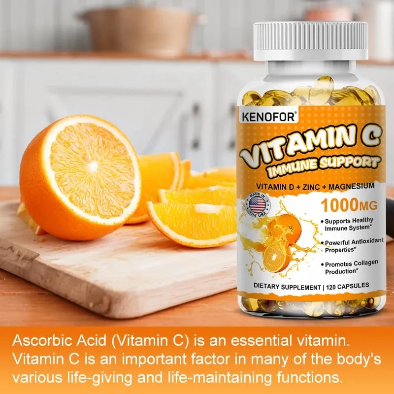 Vitamin C Supplement for Immune Support & Antioxidant Protection Vegan Friendly Non-GMO Gluten Free 30/60/120 Capsuels