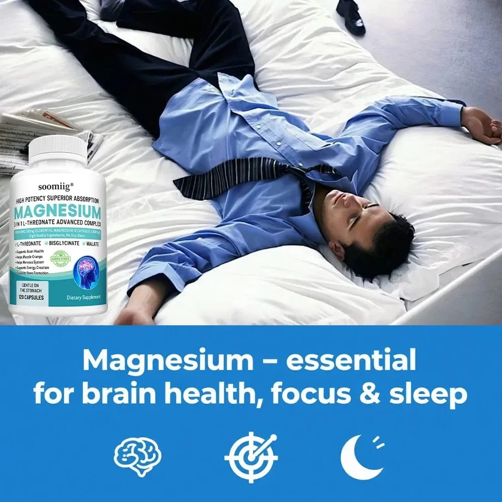L-Threonate+Glycinate+Malate Magnesium - Βελτιώνει την ποιότητα του ύπνου Υποστηρίζει τη μνήμη και τη γνωστική λειτουργία Προωθεί την υγεία του εγκεφάλου