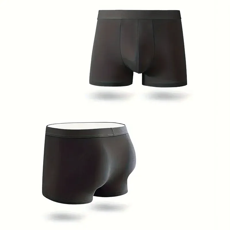 3-Piece Set Of Pure Black Breathable Ice Silk Men's Flat Leg Pants, Comfortable, Casual, And Sporty Men's Square Leg Pants