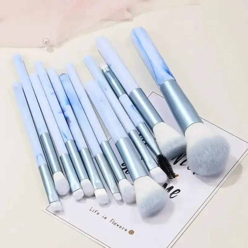 Σετ πινέλων μακιγιάζ 12 τμχ Blue Foundation Concealer Blush Powder Eye Shadow Kabuki Blending Cosmetic Soft Fluffy Female Makeup Tool