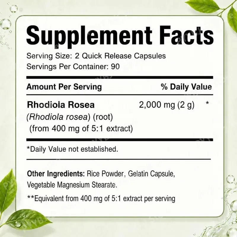 Rhodiola Rosea Capsules 180 Pieces Emotional Relief and Immune Health Support — 2000mg Rhodiola Rosea Root 5:1 Plant Extract — image 3
