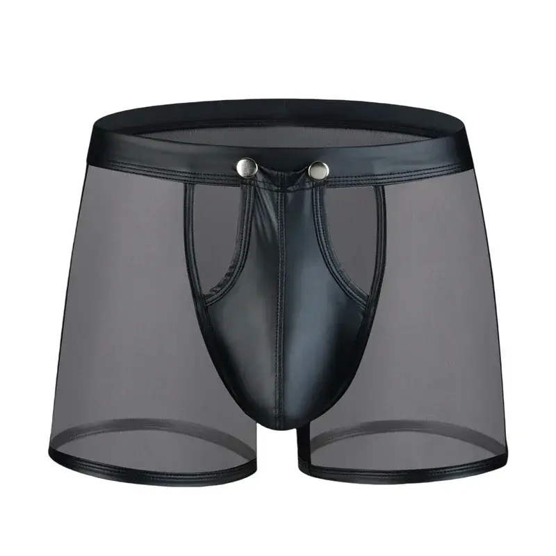 Men's Panties Male Buttons Underpants Man Sexy Mesh Shorts Boxers Underwear Breathable Ropa Interior Hombre Boxershorts for Men
