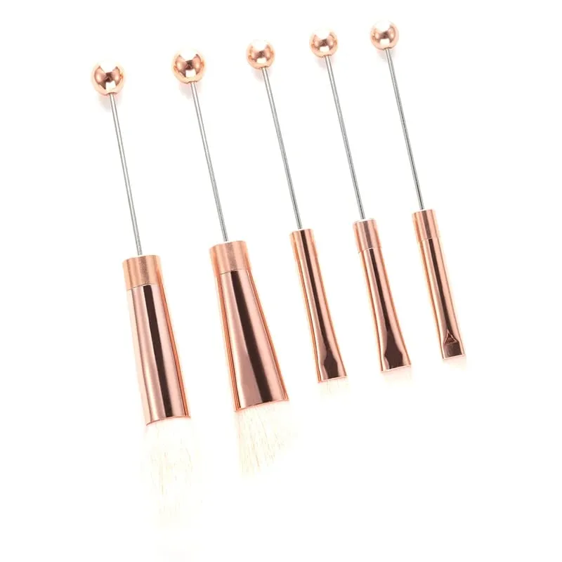 【5Pcs Beaded Eyeshadow Brush Diy Beaded Cosmetic Brush Make Up Brushes Tool Kit Metal Handle Matibay na Eye Makeup Brushes】