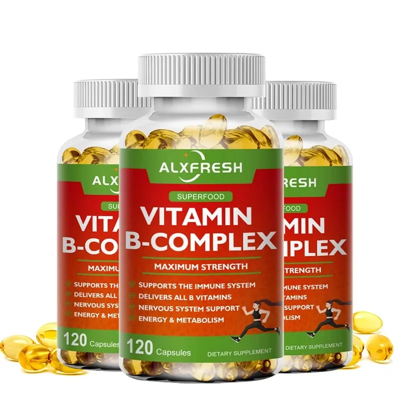 Alxfresh B-Complex Vitamin Supplements (B12 B1 B2 B3 B5 B6 B9 Folic Acid &Biotin) Immune & Energy Support