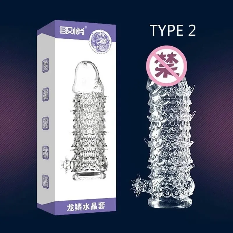 4 Types Thicken Penis Enlarge Sleeve Reusable Condom Cock Extender Delay Ejaculation Sex Toys for Men Intimate Goods