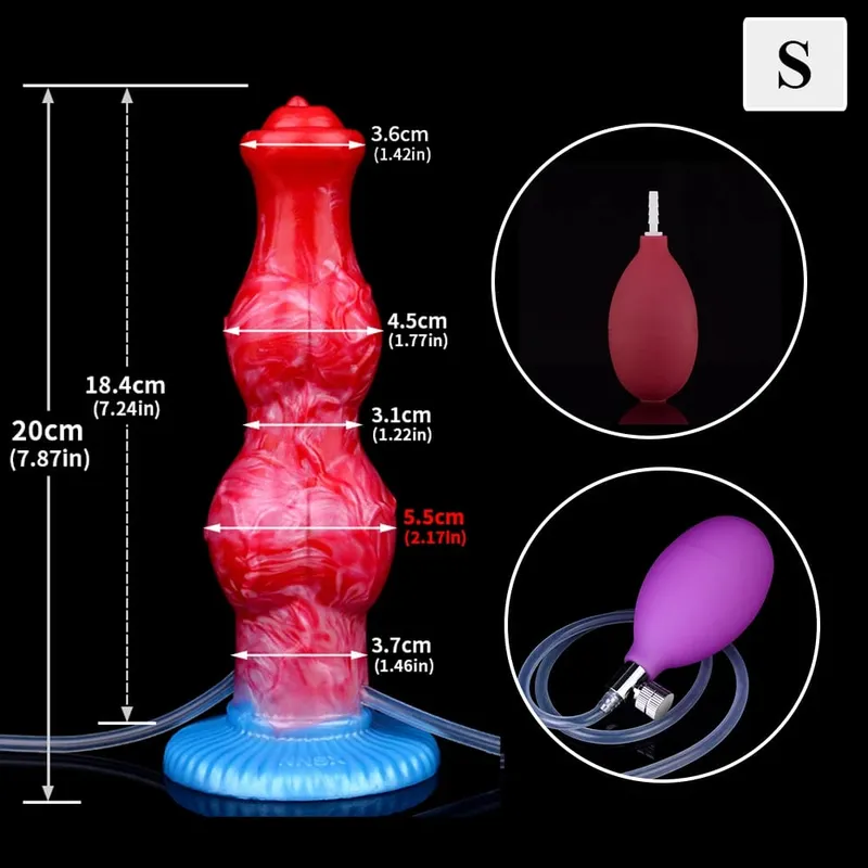Huge Knot Squirting-Inflatable Dildo with Strong Sucker Silicone Inflat Anal Plug Trainer Beginner Sex Toys for Women Men