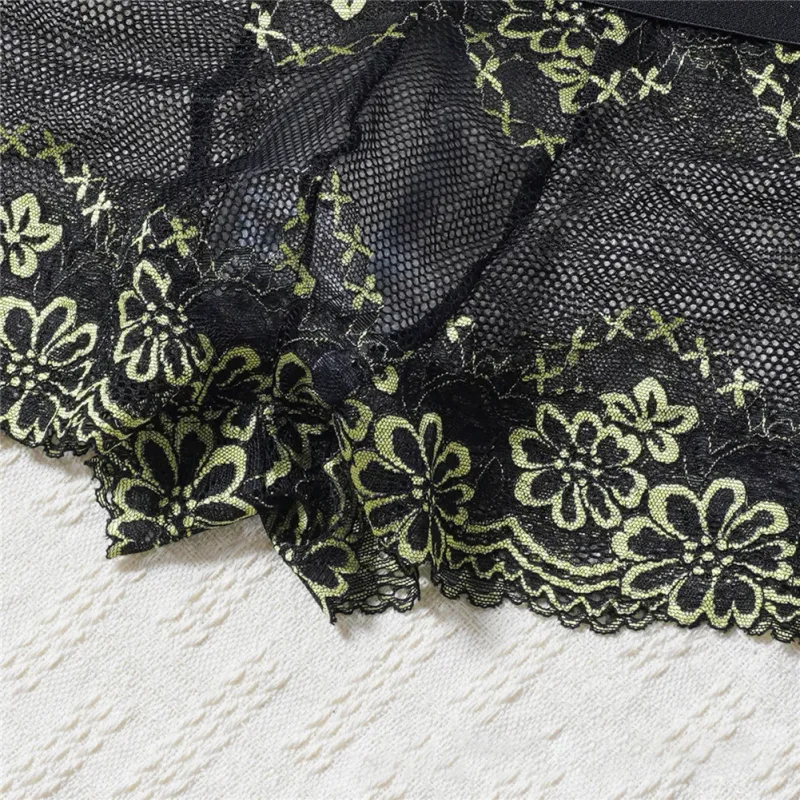 Men Lace Jacquard Mesh Boxer Shorts Underwear Hollow Temptation Exotic Trunks Silk Soft Quick Dry Breathable Sexy Panties