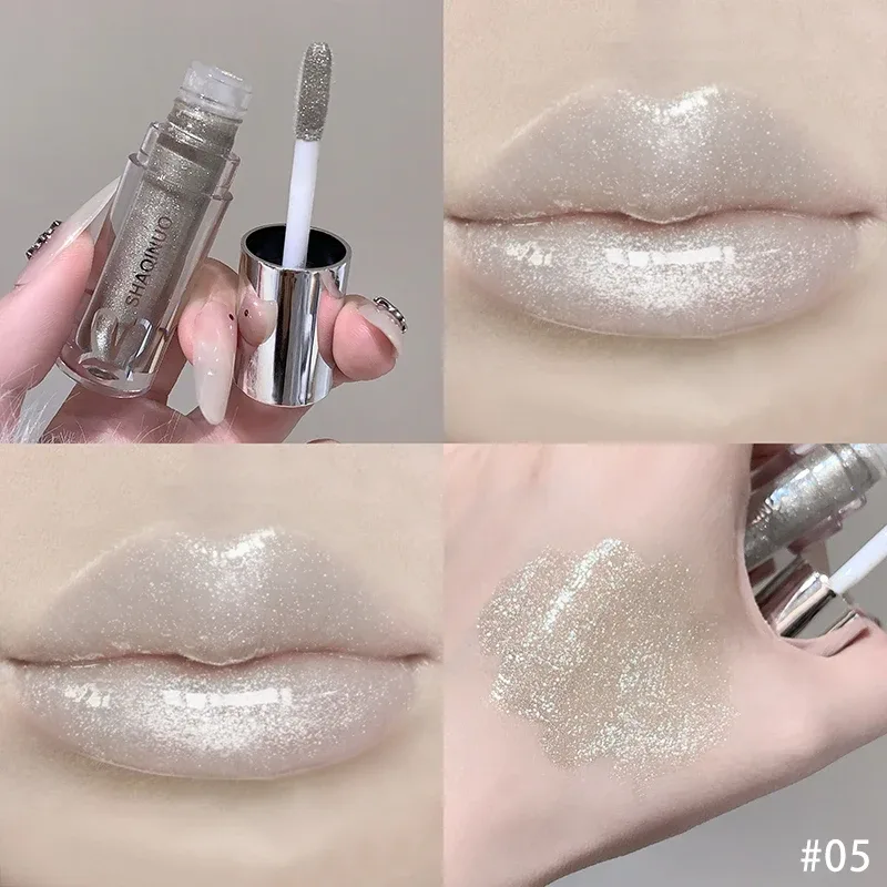 Καθρέφτης Watery Lip Gloss Διαρκής ενυδατική απόχρωση χειλιών Cool μαύρο ασημί γκρι μαργαριτάρι λεπτό αφρώδη κραγιόν καλλυντικά μακιγιάζ