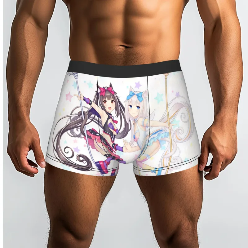Anime N-Nekopara Chocola Vanilla Underwear Men Printed Game Boxer Briefs Shorts Panties Soft Underpants