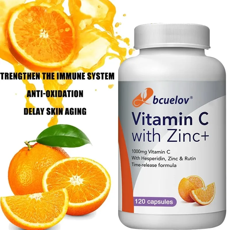 Organic Vitamin C + Zinc Capsules High Absorption Immune Support Antioxidant Collagen Health Supplement - 30/60/120 Bilang
