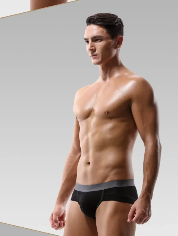 Men's Underwear, Men's Briefs, U-Shaped Pouch, Modal Breathable Summer Youth White Low-Waist Briefs