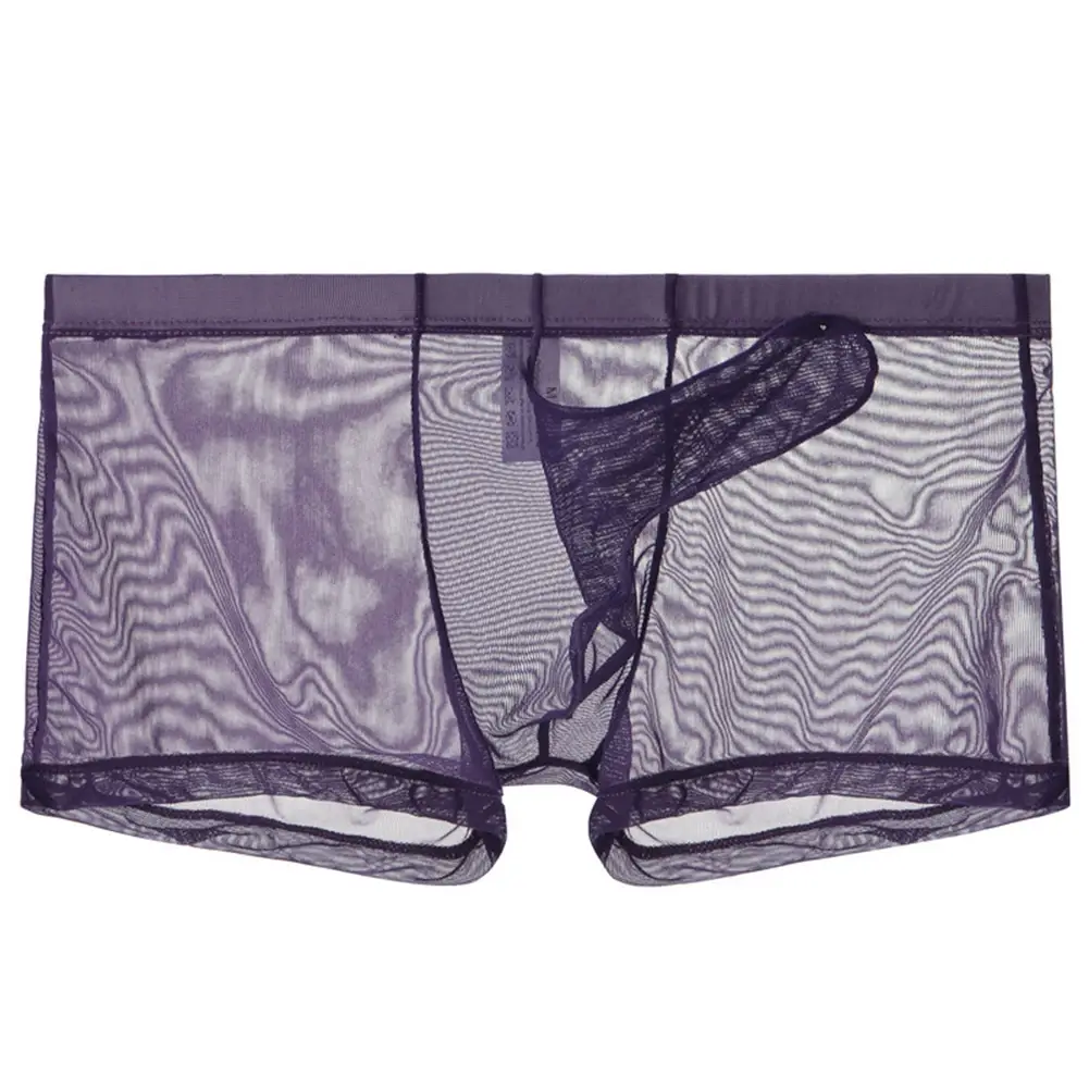 Sexy Mannen Mesh Transparant Lichtgewicht Ondergoed Zien Door Ademende Boxer Slips Slipje Bullet Scheiding Mannelijke Boxer Slipje