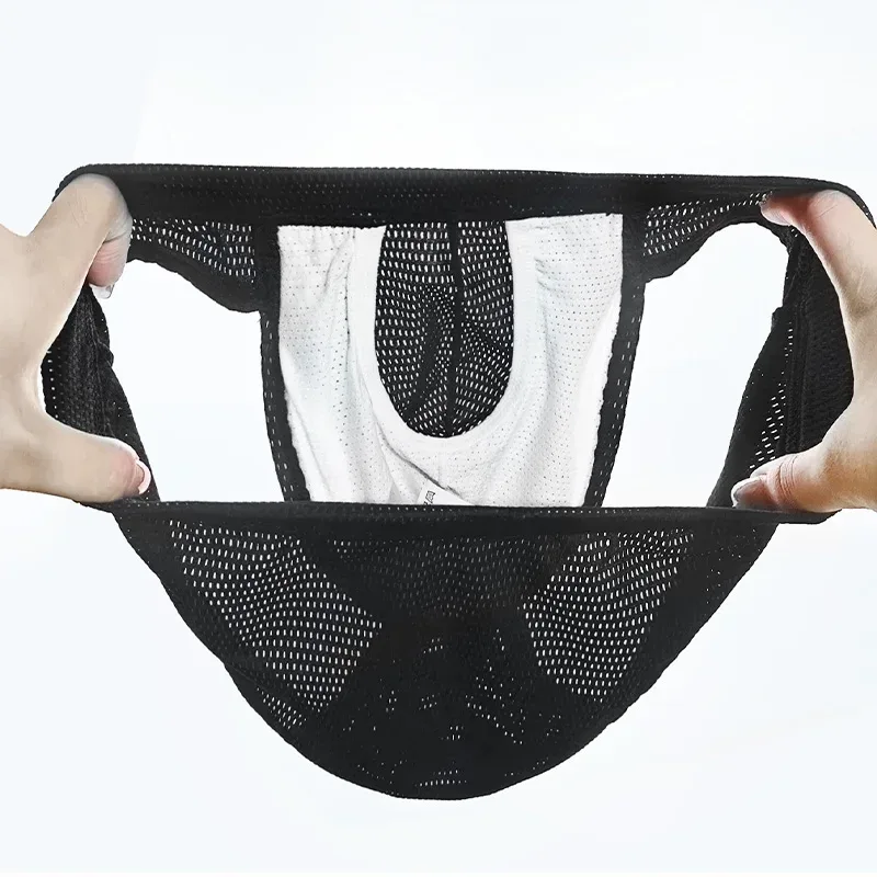 1PC Mesh Breathable Men's Underwear with Fly Pouch Front Open Bulge Separated Pouch Youth Korean Version Youth Briefs