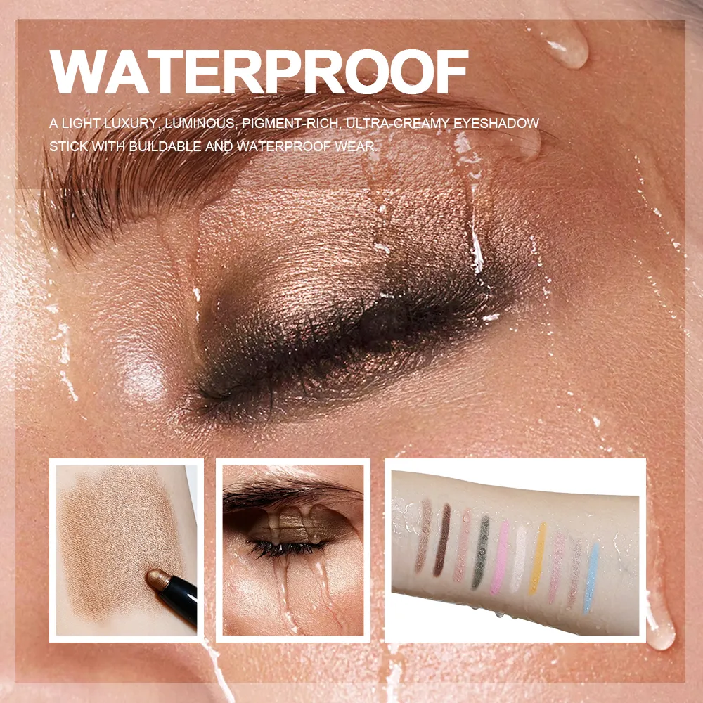 Shimmer & Matte Eyeshadow Pencil Stick Waterproof Pearlescent Metallic Glitter Eye Shadow Highlighter Pen Eyeshadow Cosmetics