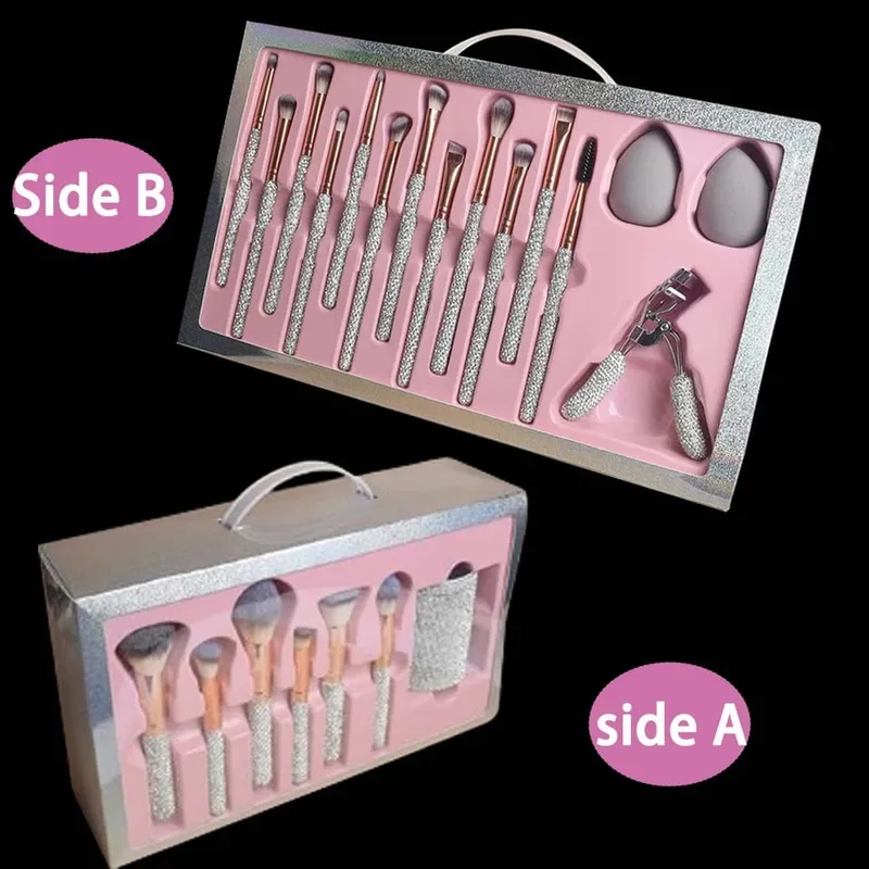 Σετ βούρτσας Glitz and Glam 22 τμχ Δέσμη RhINESTONE Glam Brush Set Bling Makeup Brushes Diamond Μακιγιάζ Πινέλο αποθήκευσης Κάδος με κουτί