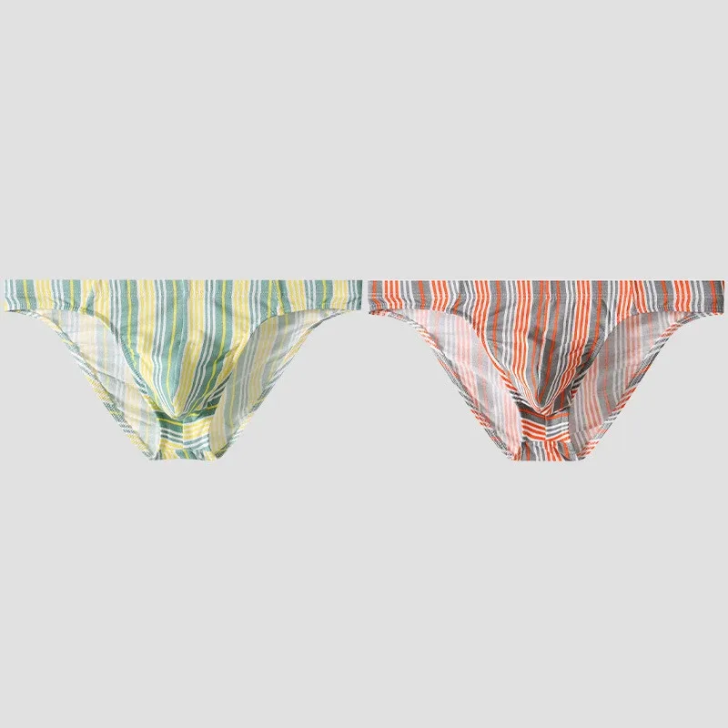 Sexy Men Briefs Cotton Male Breathable Comfortable U Bulge Pouch Underwear Mid Waist Striped Panties Hombre Soft Youth Undies
