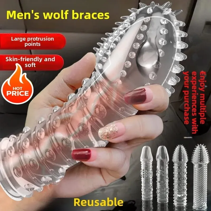 4 Types Crystal Condom Penis Enlargement Sleeve Retarded Ejaculation Adult Sm Games Sex Toys for Men Couples