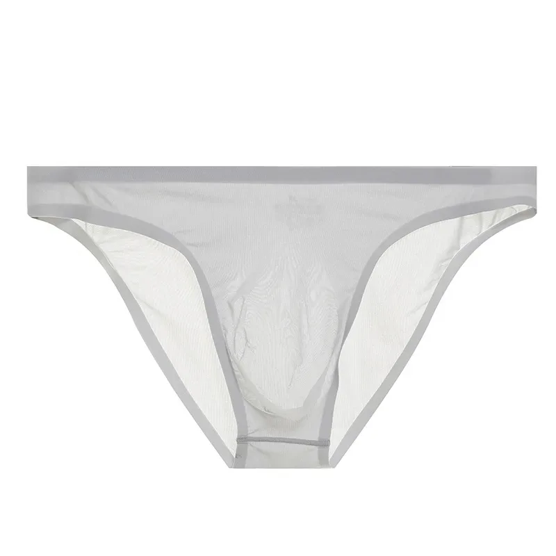 Mens Ice Silk Seamless Ultra-Thin Underwear Transparent Quick Dry Sexy Pouch Briefs Male Seamless Breathable Panties Underpants