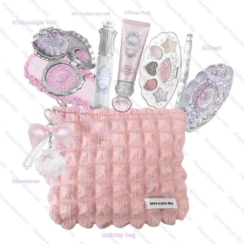 Σετ μακιγιάζ Flower Knows Shell's Jewel Collection Full Professional Face Palette Blush Eyeshadow Cream για τα χείλη Σετ βάλσαμου για highlighter
