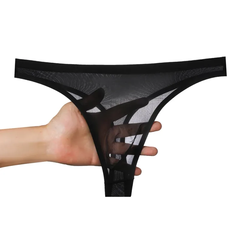 Men's Ultra-thin Ice Silk G-string 3D Bulge Pouch Thong See Through Underwear Low Rise Men Bikini Briefs U Pouch Lingerie