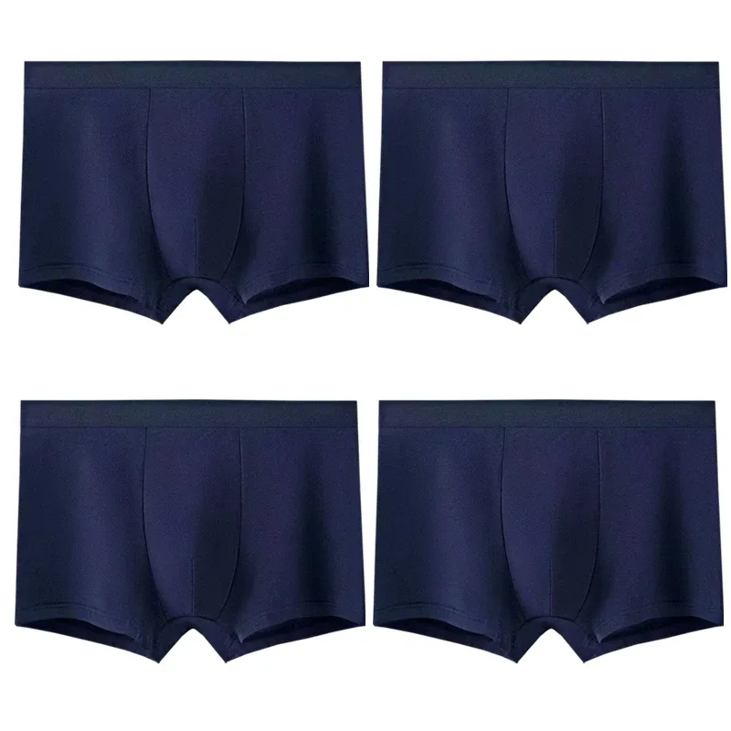 4pcs Cotton Men Boxer Shorts Male Underwear High Stretch Sexy Underpant Man Panties Plus Size L-4XL Mid Waist Breathable Brief