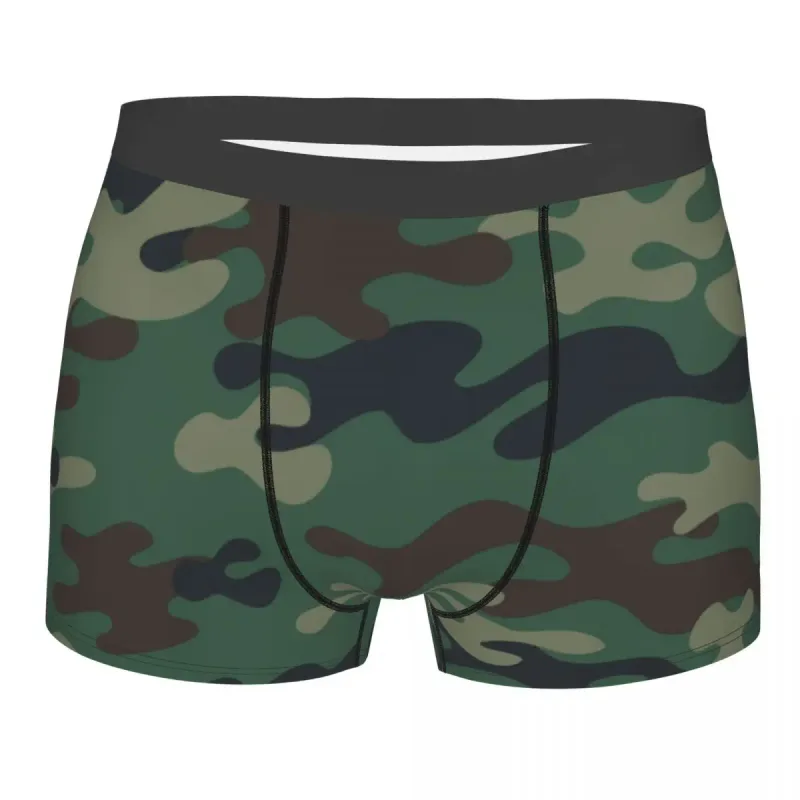 Muž Cool WW2 Camo Spodní prádlo Německo Arm Vojenské Maskovací Boxer Kalhotky Strečové šortky Kalhotky Kalhotky