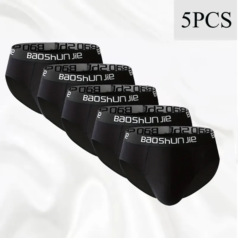 5-teilige Herren-Unterwäsche aus Baumwolle, schwarz, bequem, atmungsaktiv, schlicht, modisch, für Herren, Slips, sportlich, lässig, Unterwäsche-Kombination — image 7