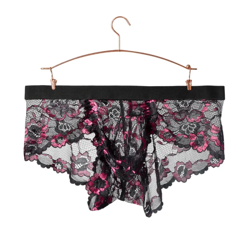 Lace Sexy Underwear Smooth Mens Pouch Panties Perspective Thin Floral Man Briefs Temptation Mesh Low Rise Breathable Underpants