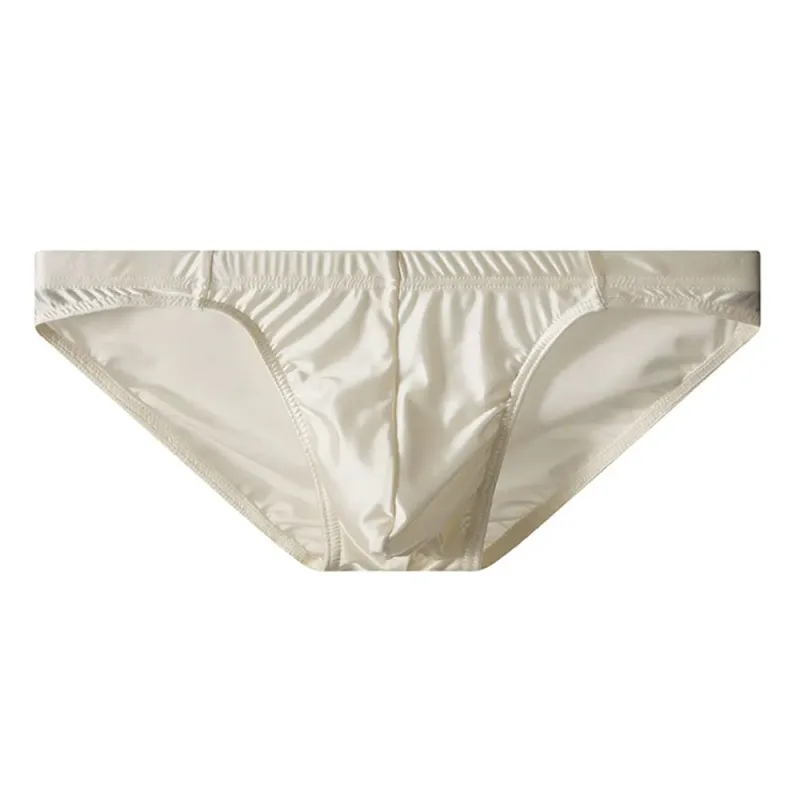 Men's Silky Satin Briefs Sexy Low Rise Underwear Soft Stretchy Bikini Panties Shiny Smooth Butt-lifting Briefs Fitness Underpant