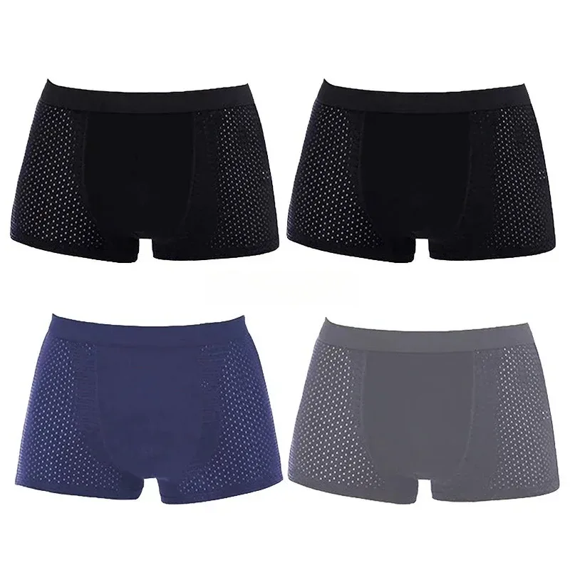 4Pcs Men's Boxer Briefs Ultra Soft Anti Odor Underwear Breathable Mesh with Ventilation Holes Stretch Comfort for Daily
