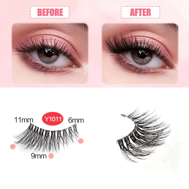 Half Eye Lashes Cat Eye Lashes 3/5/10 Ζεύγη ψεύτικες βλεφαρίδες Αφράτη απαλή φυσική εμφάνιση Clear Band 3D Mink Lashes Extension Μακιγιάζ