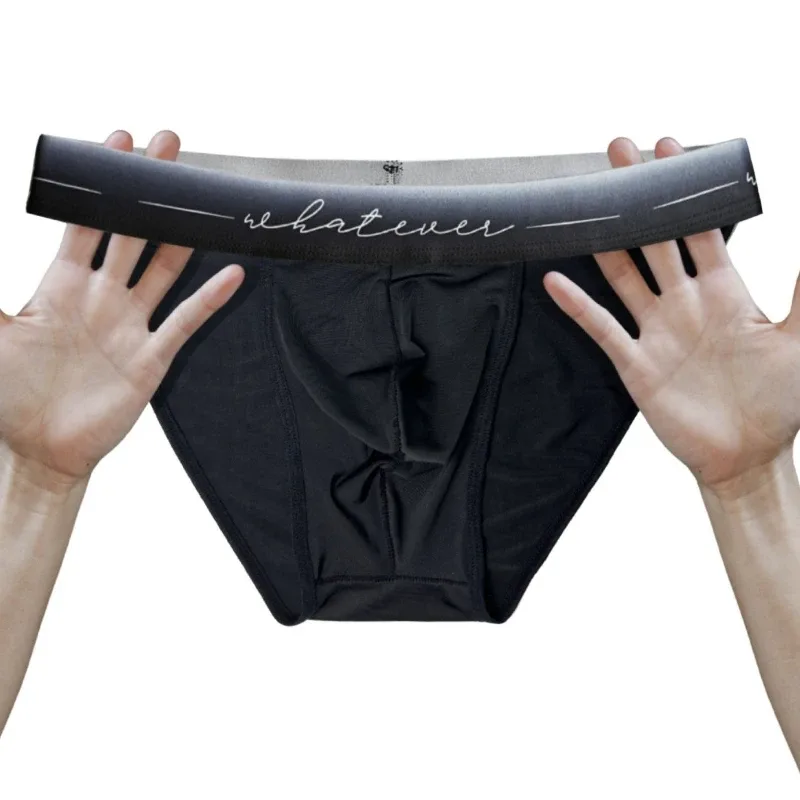 1pc Men's Sexy Semi-sheer Briefs - Ice Cold Fabric Printed Waistband Breathable Sweat-Wicking Soft Casual Daily Men Underwear