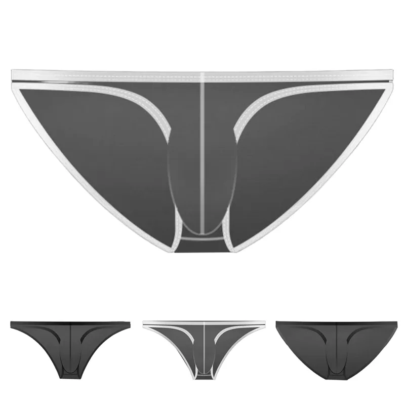 1PC Summer New Underwear Men's Ice Silk Briefs Ultra-thin Transparent Breathable Sexy Comfortable Low Waist Underpants For Men 3256809692642600