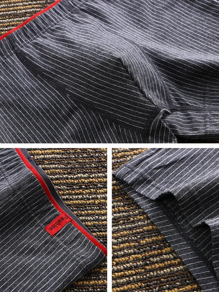 Men's Boxer Underwear Soft Breathable And Comfortable Briefs Striped Trendy Personality Casual Loose Boxers Panties Stylish