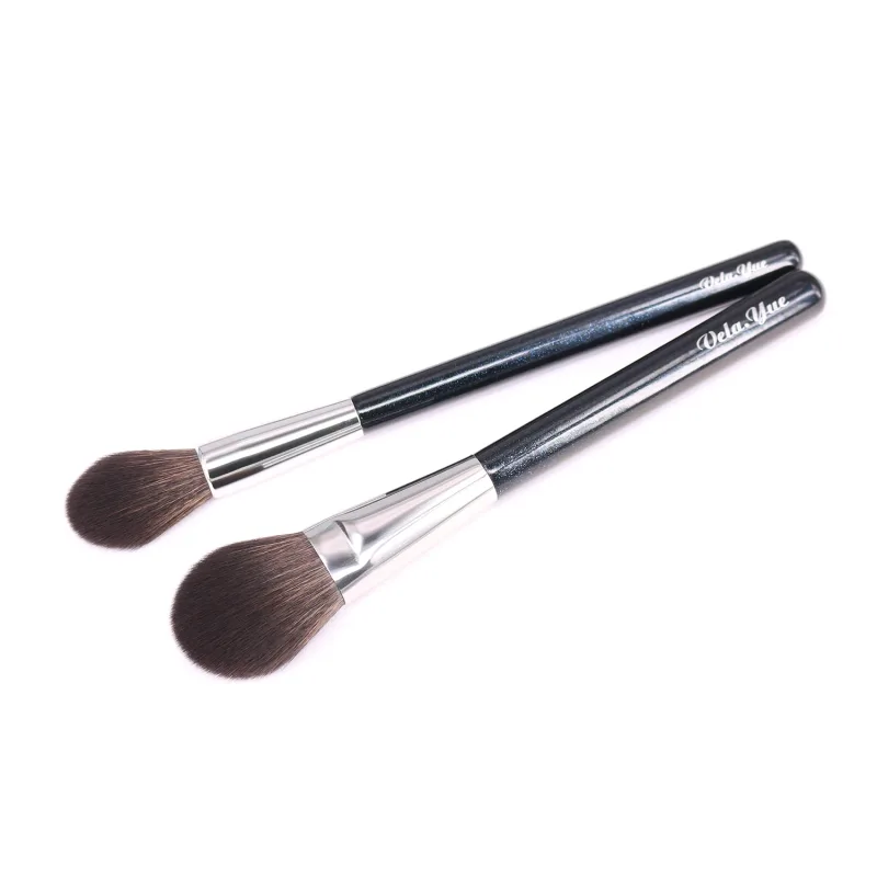 Vela.Yue 2 Buah Set Kuas Rias untuk Kit Alat Kecantikan Kosmetik Luminizer Highlighter Bedak Wajah
