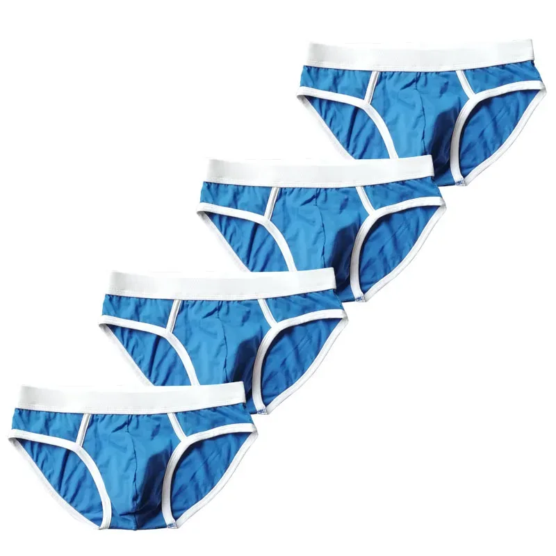 4PCS Men Cottn Briefs Underwear Simple Breathable Low Waist Lingerie Underpants Male Homewear Trunks Calzoncillos