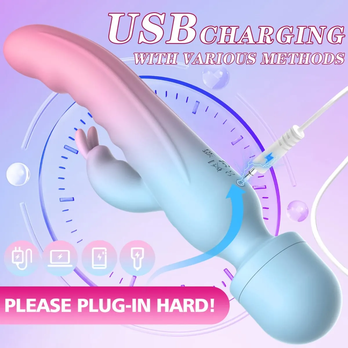 Powerful Rabbit 4 IN 1 Vibrator for Women G Spot Magic Wand Clitoris Stimulator Female Vagina Massager Adults Sex Toys for Woman