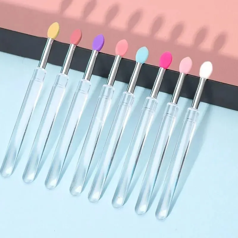 3/5/10 Buah Aplikator Stik Bibir Kuas Lipstik Silikon Lembut Pegangan Jernih Portabel Alat Kecantikan Lipgloss Microbrush Bersih
