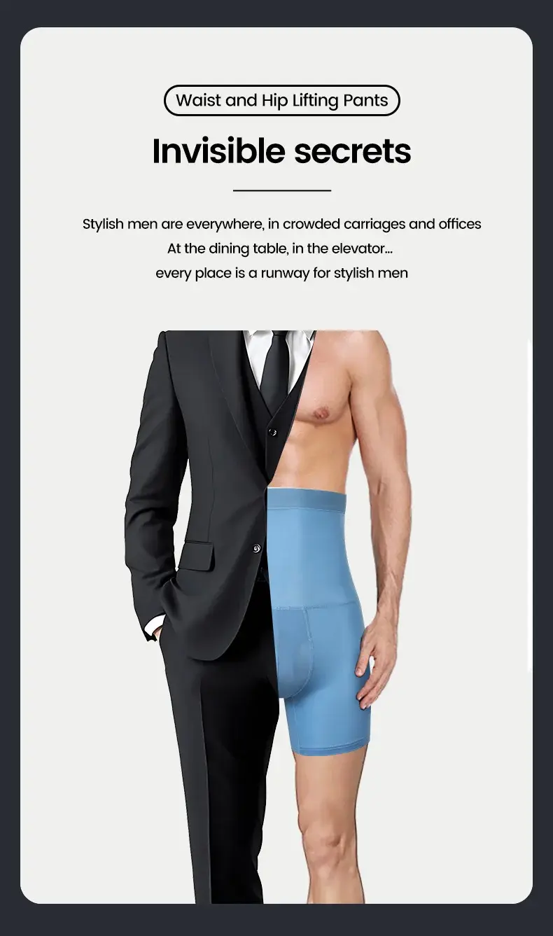 3PCS Men's sports underwear: high-waisted, belt-cinching, lengthened, anti-leg chafing, waist-protecting, flat-angle shorts