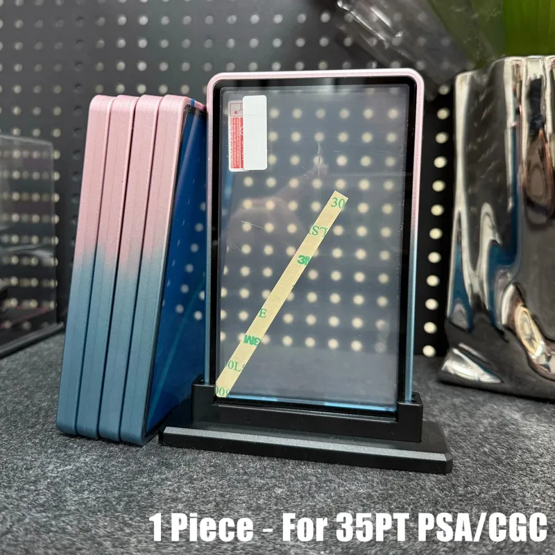 Casing Logam Tempat Pelindung Kartu Perdagangan Aloi Aluminium Warna Gradien Multiwarna untuk Kartu Bertingkat 35PT PSA CGC