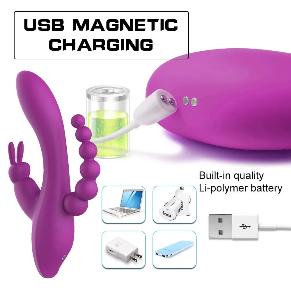 12 Λειτουργίες G Spot Rabbit Vibrator Clitoral Stimulator Πρωκτικό μασάζ τριπλής καμπύλης Πρωκτικές χάντρες Παιχνίδια σεξ για γυναίκες Ζευγάρια Dildo