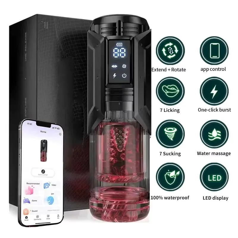 APP LED Automata Férfi Maszturbátor Kupa 7 Szívás Forgó Nyalás Lágyítási módok Zsebi punci simogató szopás férfi szexjátékok