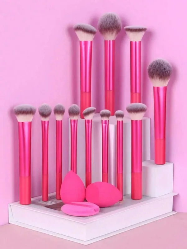 15Pcs Makeup Brushes Set Malambot Mukha Eye Cosmetic Brushes May Beauty Sponge Powder Puff Kumpletong Makeup Tool Kit